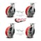 Service Caster 10'' Heavy Duty Red Poly on Cast Iron Caster Set 4 Swivel Locks 2 Brakes, 4PK CRAN-KP92S1030-PUR-RS-SLB-BSL-2-BSL2 - alternate 3